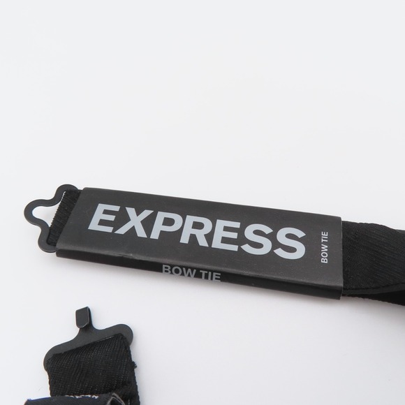 Express Bow Tie Silk Black Solid 2.5" Wide Pre Tied Tuxedo Formal New - Picture 3 of 5